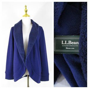 L.L. Bean Womens Navy Blue Soft Cozy Fleece Open Cardigan Sweater Size XS